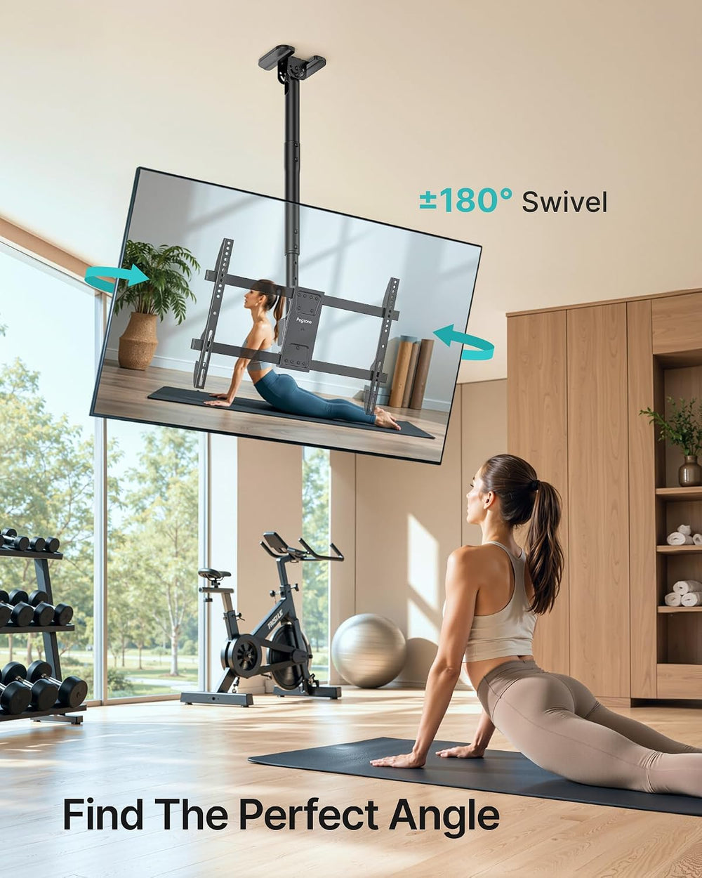 PEGZONE Ceiling TV Mount for 43-86 Inch TVs, 19.1"-36.4" Height Adj...