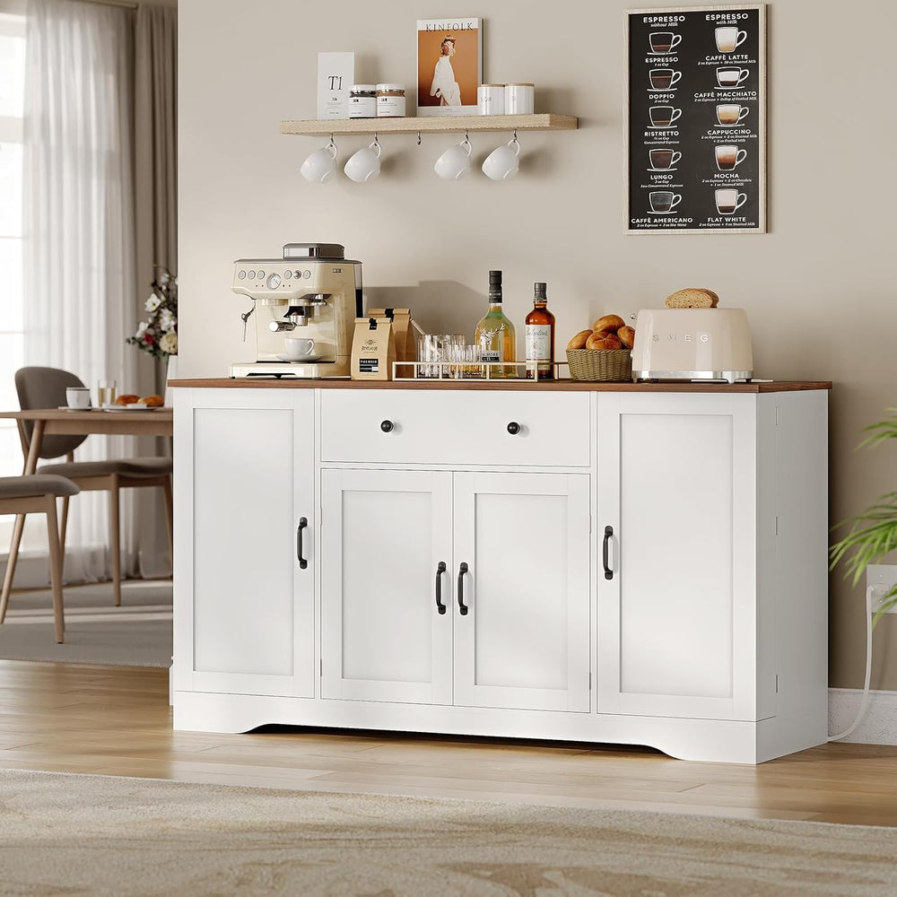 Brinlawb Buffet Cabinet with Storage & Charging Station, 53" Farmhou...
