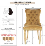 Mid Century Modern Dining Chairs Set of 6, Yellow Velvet Upholstered Tufted Back, Kitchen & Dining Room Chairs, Gold Metal Legs, Nailhead Trim, Sillas para Comedor (Yellow, 6 Pcs)