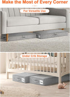 punemi Low Profile Under Bed Storage, 5 inches High Underbed Storage Containers With Sturdy Sidewalls & Bottom, Slim Under Couch Sofa Storage, Shallow Under Bed Organizer Clothes Storage Bins, 2Pack