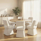 VKNOW Upholstered Swivel Dining Chairs Set of 4, Modern Dining Room Chairs with Open Back, Chenille Fabric Kitchen Chairs for Dining Room, Living Room, Bedroom, Vanity, Beige