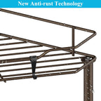 2 Tier Floor Standing Corner Shower Caddy Organizer Shelf with Hooks, Bathroom Shelves Stand Rack, Bronze