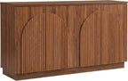 Yechen Fluted Walnut TV Stand with Arched Reeded Design Doors, Modern Entertainment Center with Storage for Up to 65 Inch, TV Media Console, TV Cabinet for Living Room, Bedroom(1 PCS)