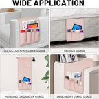 Remote Control Holder for Armchair，Couch Caddy Organizer TV Remote Holder for Bed Storage 5 Pockets，Remote Caddy Bedside Organizer Bedside Table Organizer (Pink, 35"x12.4")