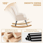 Furniliving Nursery Rocking Chair Modern Armchair Upholstered Glider Rocking Chair Nursery Chair Reading Chair with High Backrest Solid Wood Base for Bedroom, Living Room, Office, White, Teddy