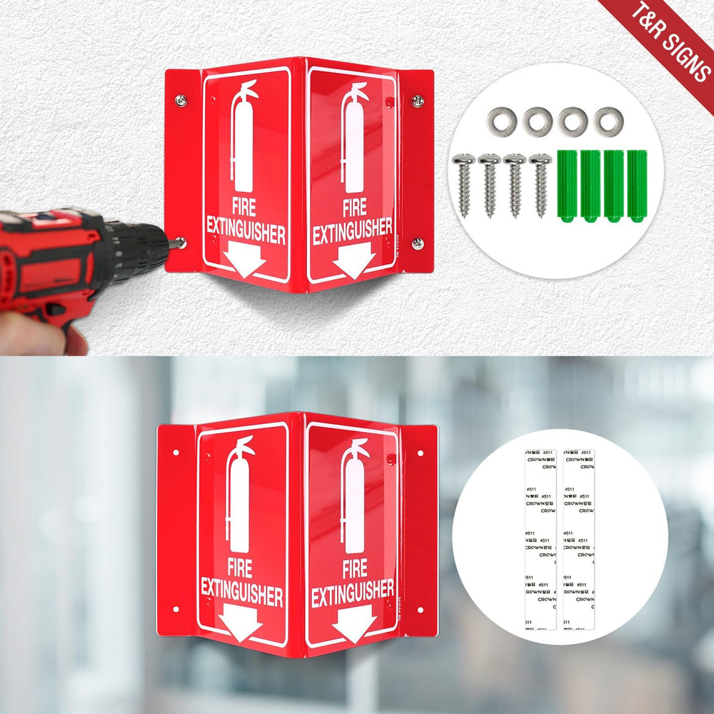 T&R Fire Extinguisher Sign, Fire Extinguisher with Down Arrow - 8 Pack - ...