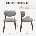 Dining Chairs Set of 6, Upholstered Dining Room Chairs with Metal Legs and Anti Slip Pads, Curved Back Kitchen Chair for Home and Restaurant Use, Light Grey