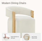 Upholstered Dining Chairs Set of 2, Barrel Modern Dining Room Chairs with Casters, Kitchen Side Wooden Armchair with Fabric Cushion Seat for Bedroom, Livingroom, Reading Room, Beige, 2 Boxs