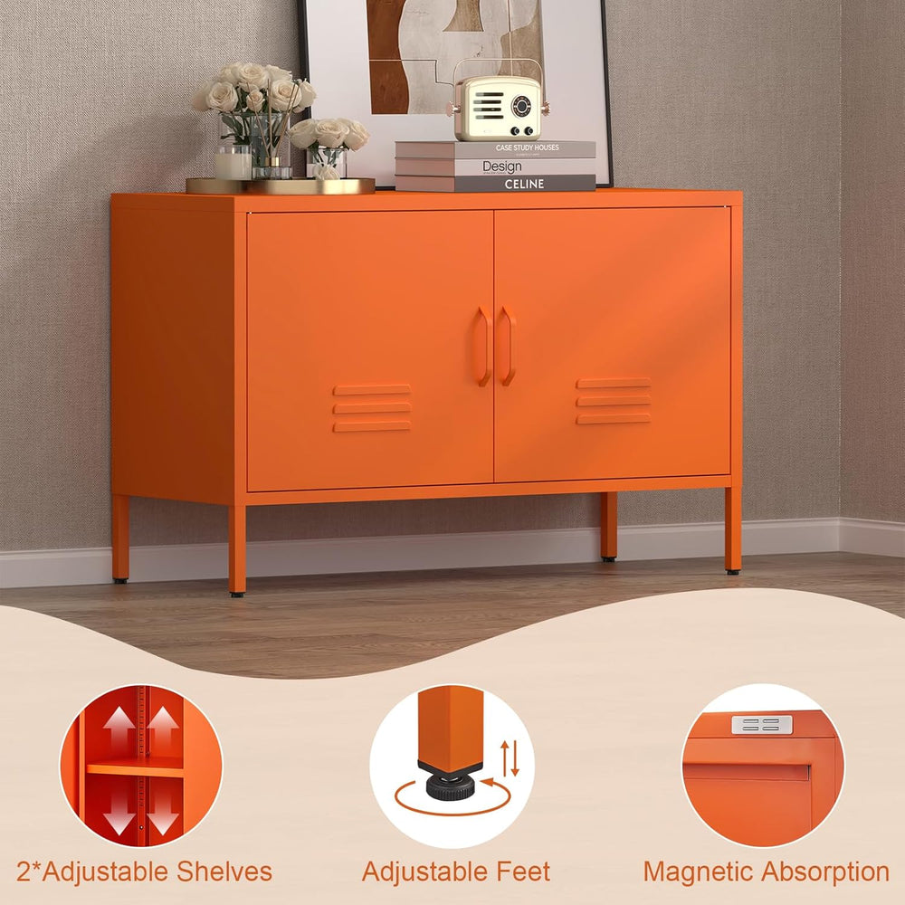 IRONFFICE Locker Cabinet,Metal Storage Cabinet with 2 Doors,Morden TV Stand f...