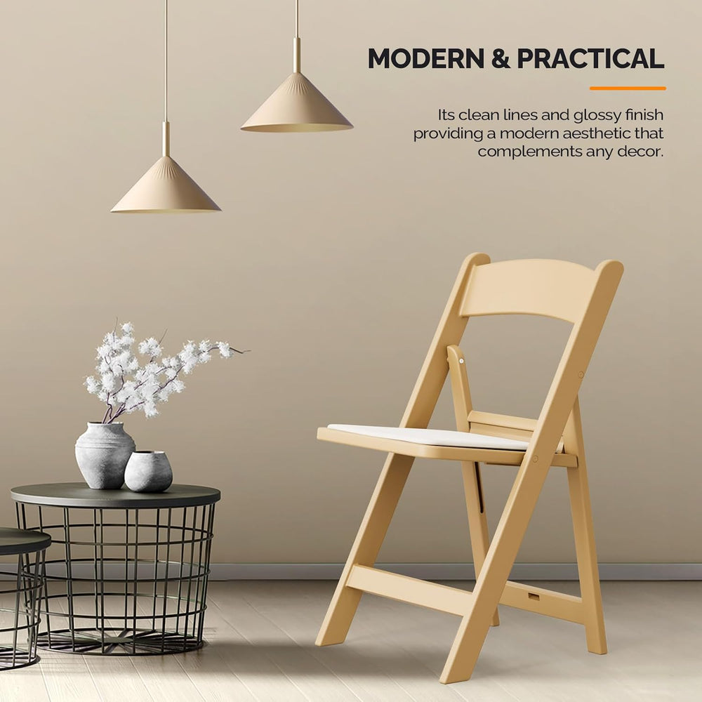 VINGLI Resin Folding Chairs with Cushion, Foldable Plastic Chair with Comfort...