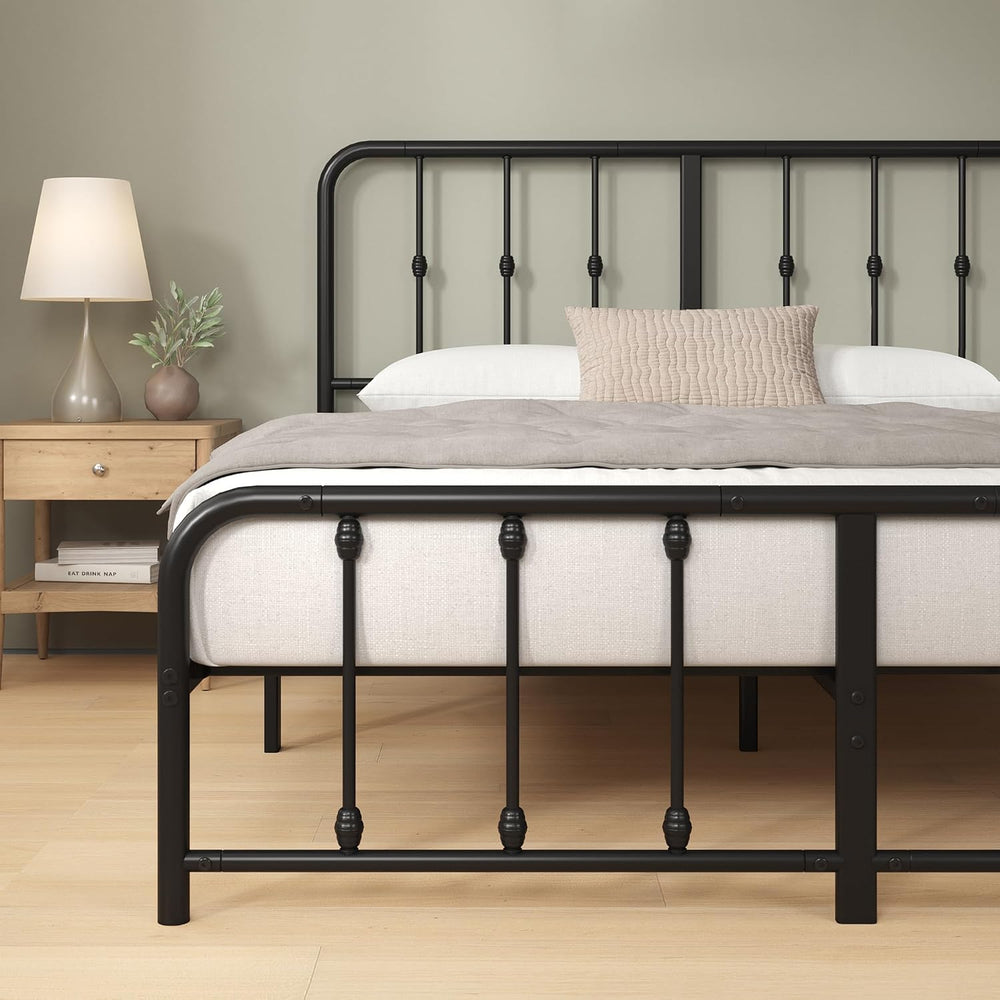 Zinus Leonardo Metal Platform Bed Frame, Victorian Spindle Headboard, Queen
