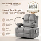 MAMAZING Lullapod Power Nursery Rocking Chair with HugAssist Armrest | Triple Motor Power Nursing Recliner with 270° Swivel Glider & Quiet Rocking, Dual Charging Ports & Built-In Storage