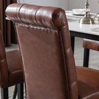PU Leather Dining Chairs Set of 2, Farmhouse Upholstered Kitchen & Dining Room Chairs Modern Accent Side Chairs Parsons Chairs for Bedroom/Living Room/Resturant, Brown