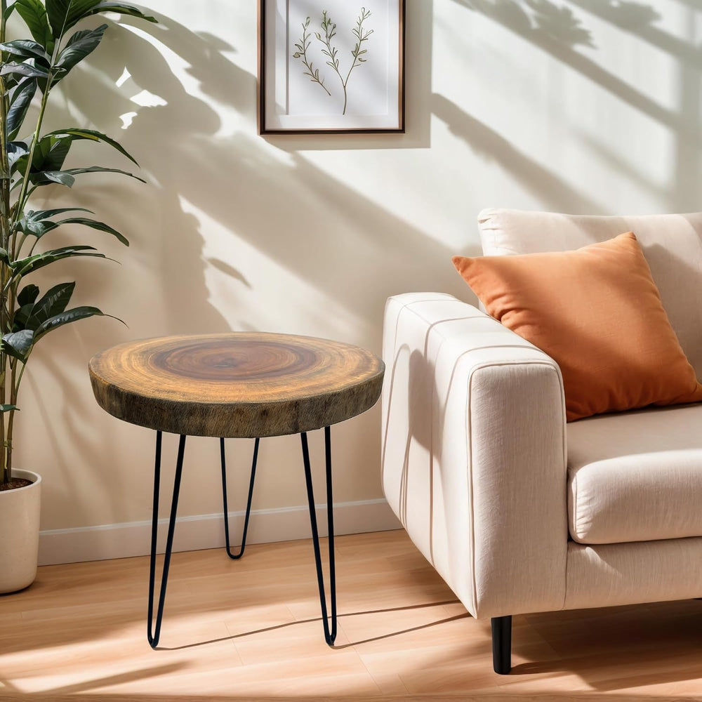 Live Edge End Table, About 15-18" W x 17" H Natural Edge Camphor Wo...