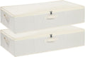 Under Bed Storage Containers, Storage Bins With Lids, Clothes Organizers for Blanket, Pillows, Shoes, Beige, 2 Pack, 23.6 x 11.8 x 5.9 Inch