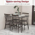 Tangkula Dining Table Set for 4, Kitchen Table and Chairs Set of 4 w/Metal Frame, 360° Swivel Feet, Space-Saving Dinette Table Set for Living Room, Restaurant, Breakfast Nook (Grey Oak)