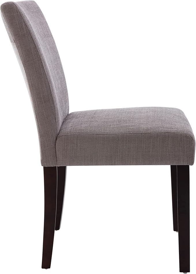 Watson & Whitely Upholstered Dining Chairs Set of 4, Fabric Armless Dining Room Chairs with Solid Wood Legs & Back Side Chair for Kitchen, Living Room, Restaurant, Dark Grey