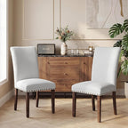 Furniliving Upholstered Dining Chairs Set of 4 - Line Fabric Modern Farmhouse Kitchen Chairs, High-Back Dining Room Chairs with Wooden Legs for Kitchen Dining Room Living Room.Light Grey