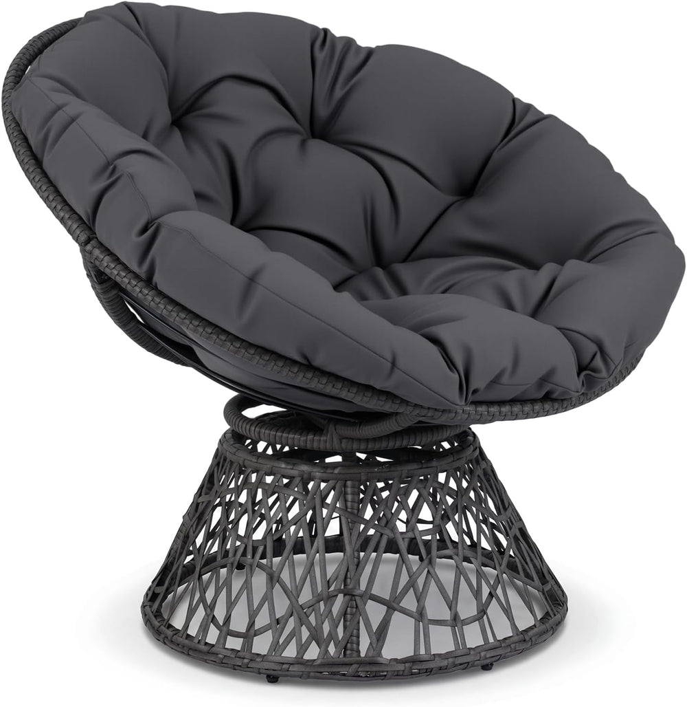 Giantex Wicker Papasan Chair with Soft Thick Cushion and High Capacity Metal ...