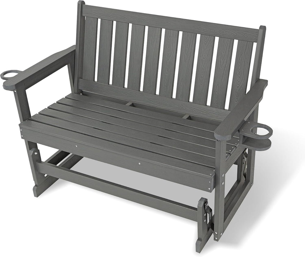 Poly Lumber Patio Glider, HIPS Material Weather-Resistant Swing Bench for Out...
