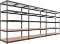 HOMEDANT 5 Tier Storage Shelves Adjustable Laminated Boltless Garage Metal Shelving Unit Heavy Duty Utility Rack Shelf Warehouse Pantry Closet Kitchen (3, (XL Deep) 48.1" W, Black)