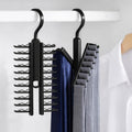 Tie Hanger for Men – 2 Pack Space-Saving Tie Organizer for Closet – Durable Plastic Scarf & Belt Hanger – 20-Tie Capacity Rack, Black – Closet Organizer for Ties, Scarves & Accessories