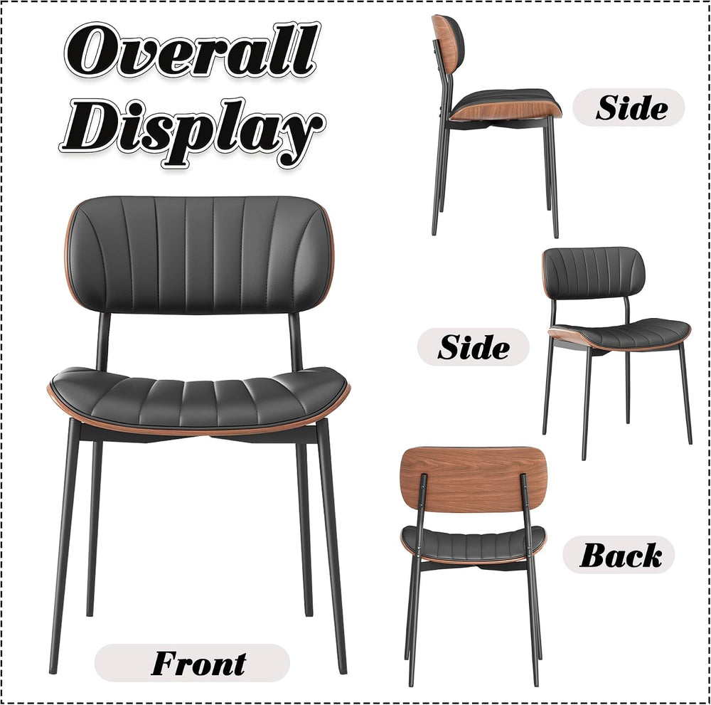 HENGJIANYI Bentwood Dining Chairs Set of 2, Modern PU Leather Dining Room Cha...