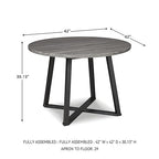 Signature Design by Ashley Centiar Mid Century Round Dining Room Table with Metal Legs, Gray & Black
