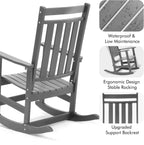 LETKIND Oversized Outdoor Rocking Chairs Set of 2,All Weather Rocker Chair with More Comfortable Seat Panel for Porch Patio Outside(Grey)