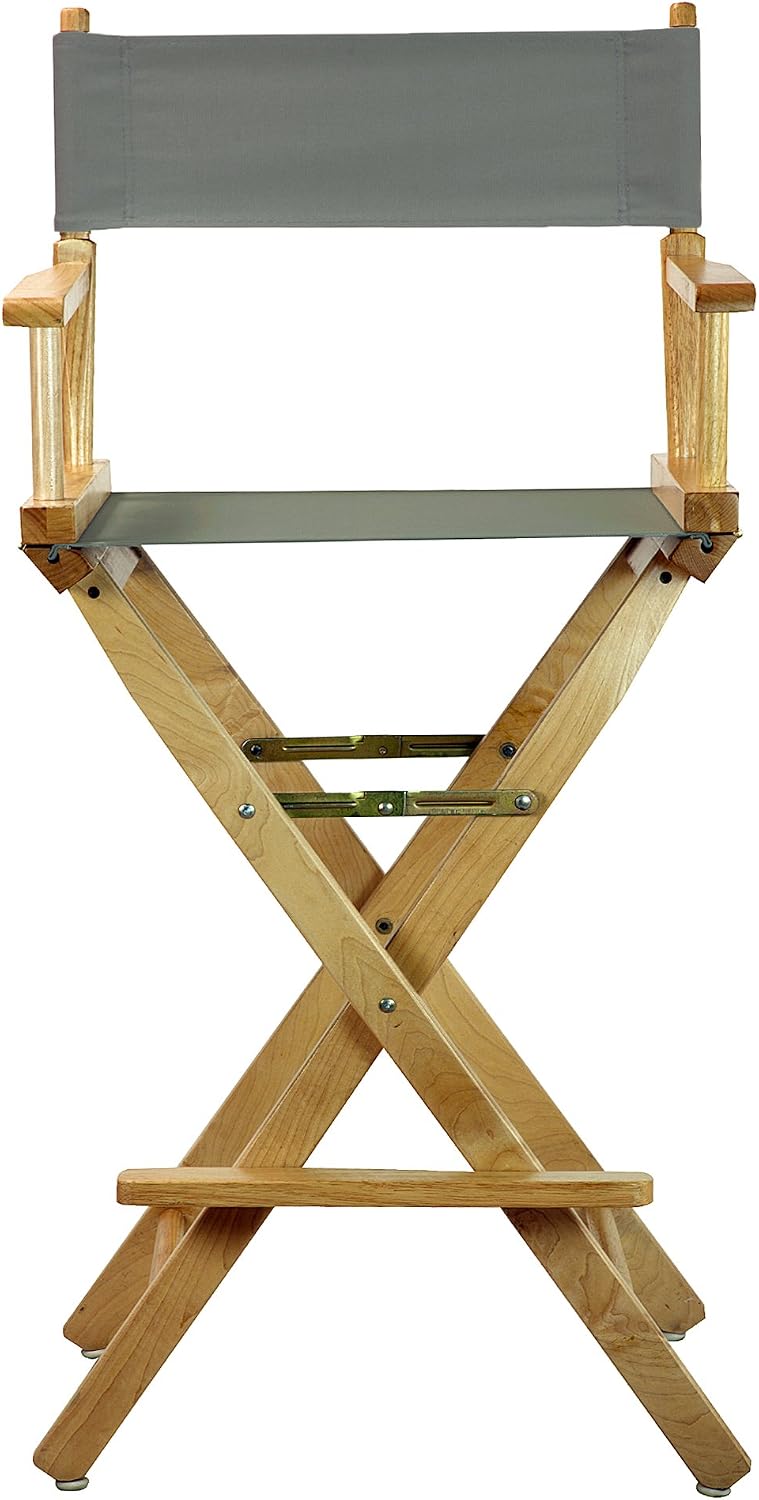 Casual Home 30" Director's Chair Natural Frame-with Grey Canvas, Bar...