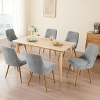 Modern Upholstered Dining Chairs Set of 6 with Thick Seat Cushion and Curved Back, Fabric Farmhouse Dinner Chair for Kitchen, Dining Room,Cafe (Fabric - Light Gray, Set of 6)