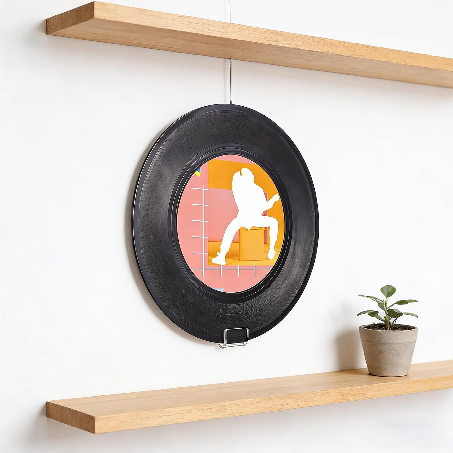 6 Pack Vinyl Record Holder Wall Mount No Drill, Self Adhesive Acrylic Record Shelf Display Racks for CD Book Pictures