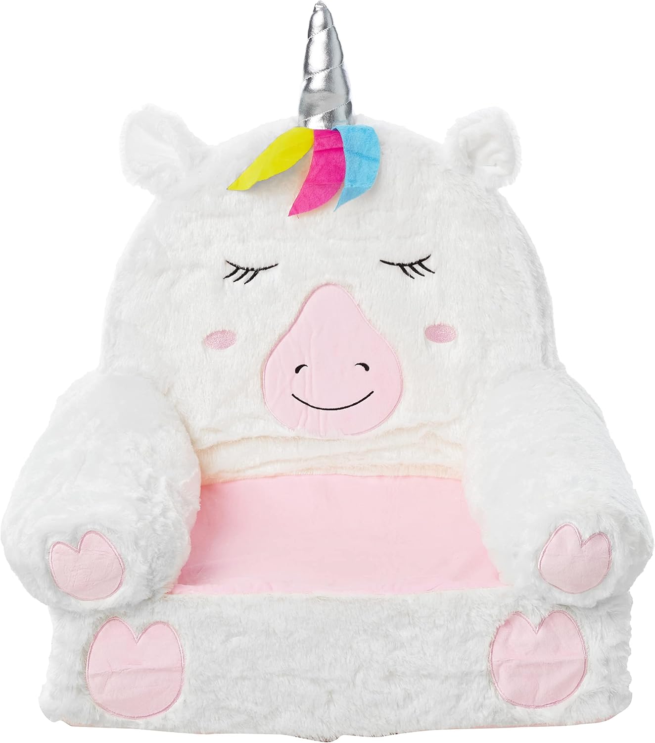 Amazon Basics Children's Plush Toddler Chair for Bedroom, Easy to Clean, Unicorn, Medium, Multicolor