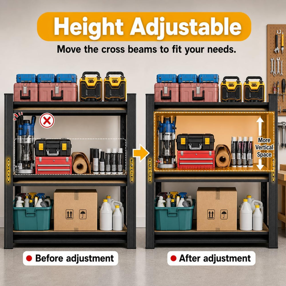 Heavy Duty Garage Shelving 3 Tier, 31.5" H × 34" W × 18" D