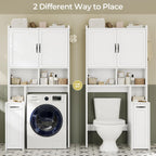 Over The Toilet Storage Cabinet with Pulley Small Bathroom Storage Cabinet, Space Saver W/Adjustable Shelf & Open Shelf for Bathroom, Restroom, Laundry (White)