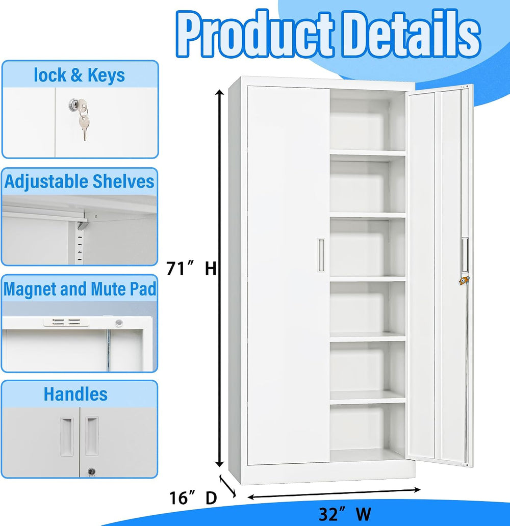BESFUR Metal Storage Cabinets with Locking Doors and Adjustable Shelves, 71&q...