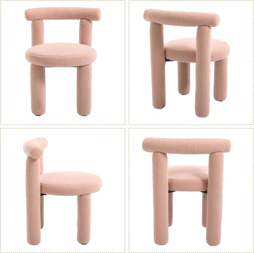 Boucle Dining Chairs Set of 2, Mid Morden Century Chairs with Curved Back Rou...