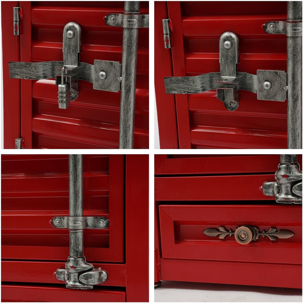 Industrial Metal Container Side Table 3-Tier Iron Cabinet with Drawer and Pas...