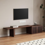 XEW Extendable TV Stand with Storage and Shelves, Wood Entertainment Center for 55+ Inch TV, Modern TV Console, Minimalist Media Console for Living Room, Bedroom-Walnut (Extendable: 63"-86.6")
