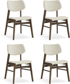 Wooden Dining Chairs Set of 4, Upholstered Modern Dining Room Chairs, Solid Oak Wood Kitchen Chairs with Soft Cushion Backrest for Farmhouse, Restaurant, Café (Cream Fabric & Walnut Color)