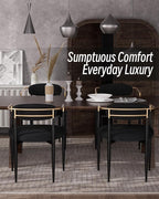 Morden Fort Black Modern Dining Chairs Set of 2, Boucle Upholstered Accent Dining Chairs with Gold Armrest and Curved Backrest for Kitchen, Living Room and Lounge