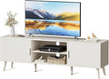 SUPERJARE TV Stand for 55 Inch TV, Entertainment Center with Adjustable Shelf, 2 Cabinets, TV Console Table, Media Console, Solid Wood Feet, Cord Holes, for Living Room, Bedroom, White