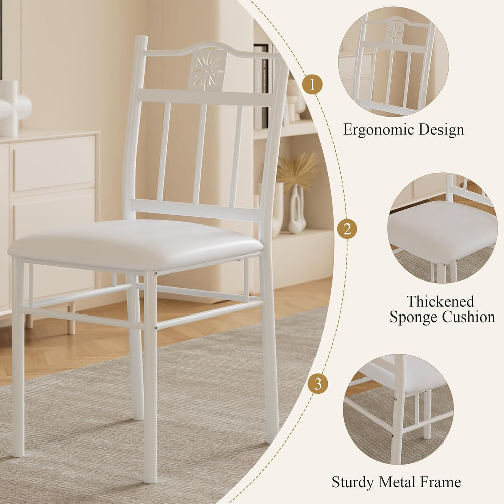 VECELO Dining Table Set for 4, 5-Piece Wood Kitchen Table with Upholstered Pa...