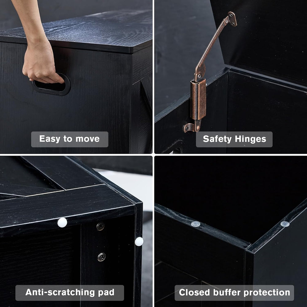 47.2” Storage Bench,Extra Large Wooden Storage Chest with 2 Safety Hinges,ent...