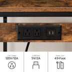 HOOBRO Bar Table and Chairs Set, 39.4" Dining Table Set with Power Outlet, 3-Piece Pub Table Set, Kitchen Bar Height Table with Stools of 2, Space Saving for Living Room, Rustic Brown BF45UBT01