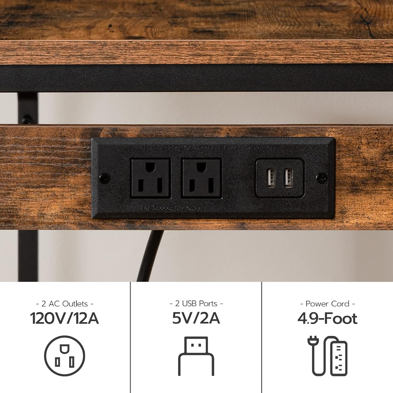HOOBRO Bar Table and Chairs Set, 39.4" Dining Table Set with Power Outlet, 3-Piece Pub Table Set, Kitchen Bar Height Table with Stools of 2, Space Saving for Living Room, Rustic Brown BF45UBT01