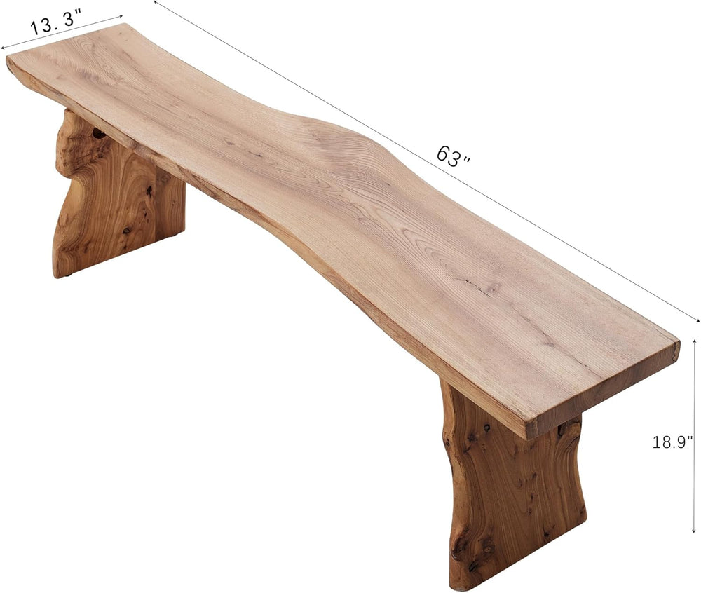 Elm Wood Dining Bench Bedroom BenchesIn Footrest Stool Accent Bench for Entry...