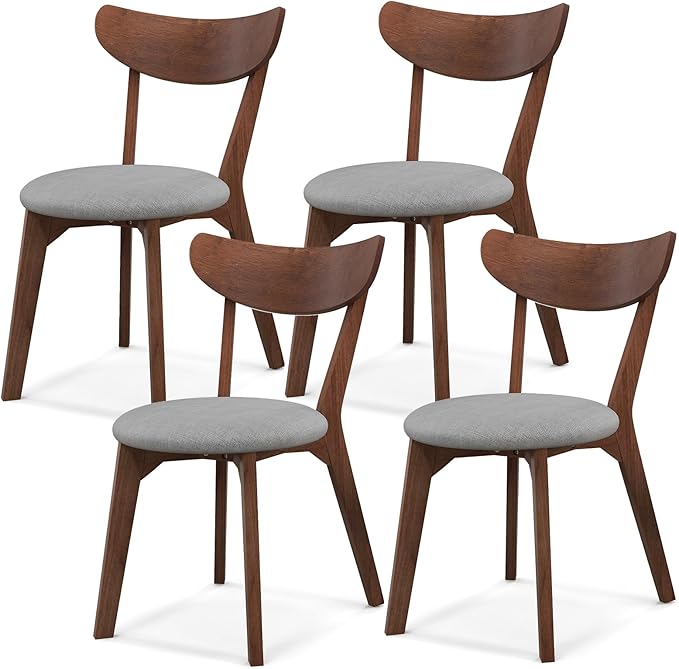 NAFORT Dining Chairs Set of 4 with Curved High Back, Mid-Century Modern Fabric Upholstered Kitchen & Dining Room Chairs, 4 Kitchen Chairs for Living Room, Restaurant