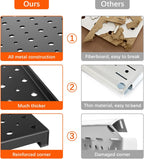 TORACK Metal Pegboard Panels and Hooks for Garage, Workbench, Shop, Shed Tool Organizer Peg Board with 1/8" & 1/4" Holes, Modular Wall-Mounted Pegboard with Pegboard Hooks(Black)