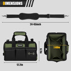 12-Inch Mini Small Tool Bag, 15-Pocket Portable Tool Box Organizer Storage, Heavy Duty Tactical Carrying Tote, Home Toolbag with Large Zipper, Father Day Dad Men Engineer Electrician Gift, Green